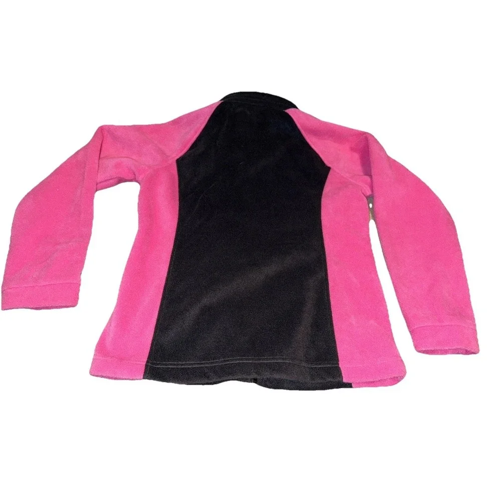 Columbia Youth Girls fleece‎ jacket full zip Black Pink Sz XL  18-20